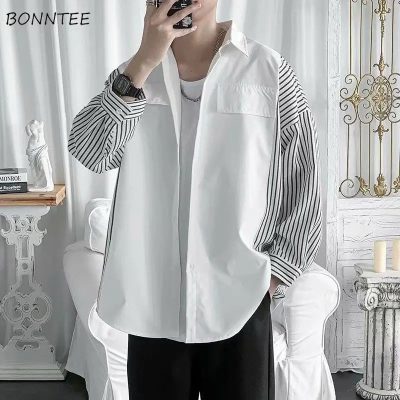 

Shirts Women Chic Patchwork Basic Design New College Street Wear Leisure Camisas Mujer Korean Fashion Tender Spring Daily Ins