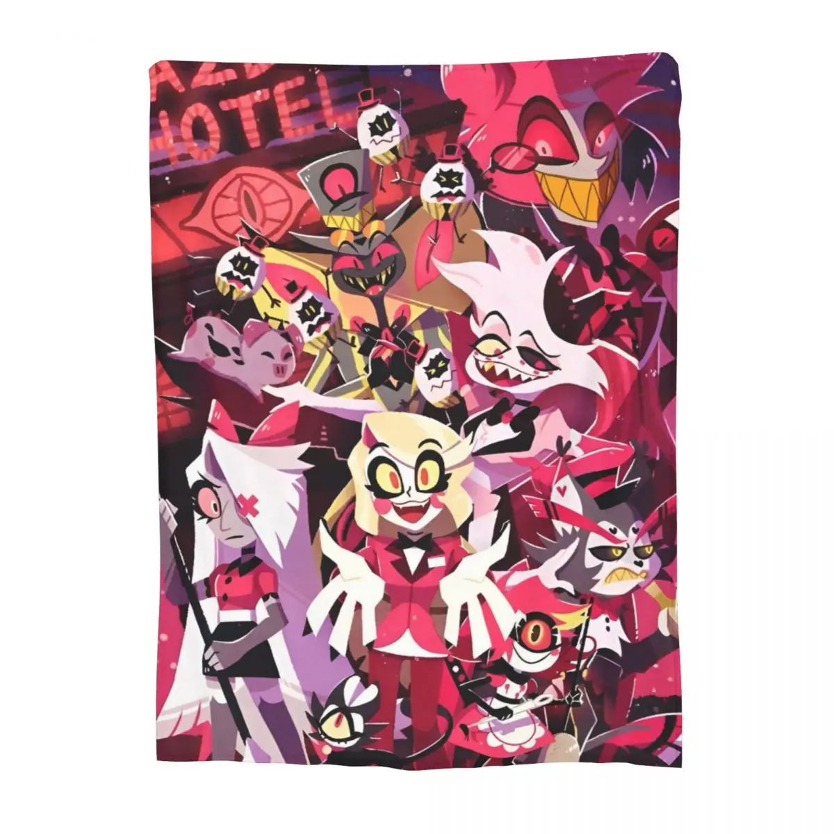 Черное комедийное одеяло H-HazbinHotels фланелевое супермягкое для постельного белья