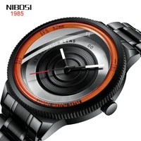 nibosi top brand luxury fashion black dial men waterproof stainless stee watches quartz mens wristwatch zegarek m%c4%99ski 2359