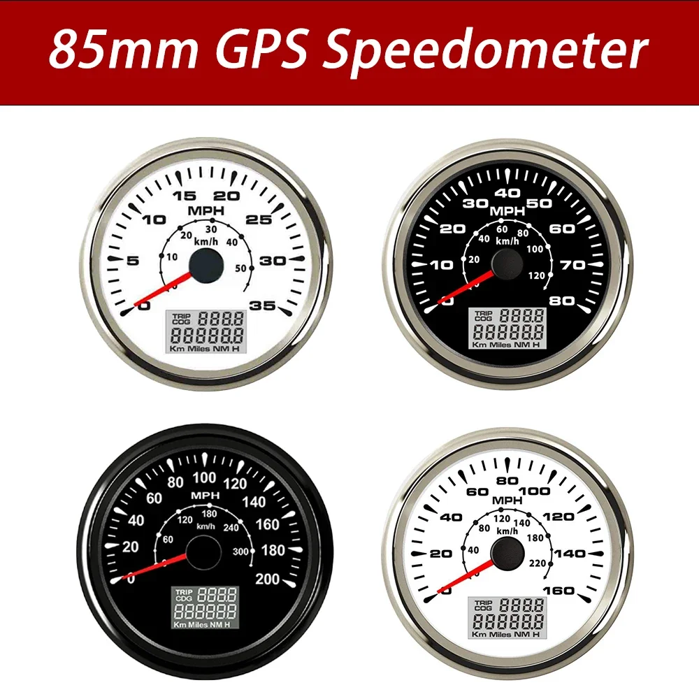 85 мм GPS-спидометр 0-35MPH 0-80MPH 0-160MP 0-200MPH Одометр Пробег с 8 цветами подсветки для