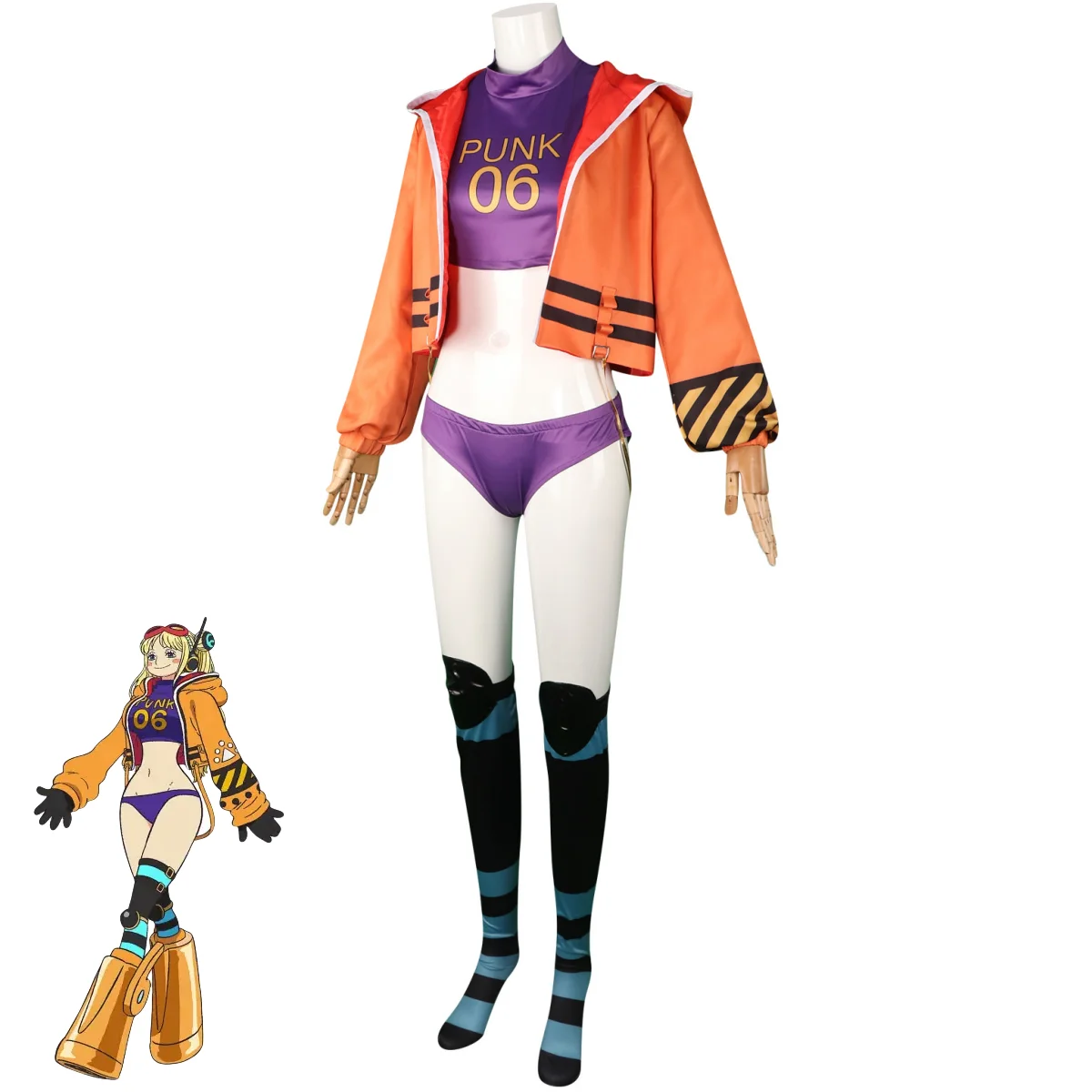 Аниме Dr. Vegapunk York PUNK-06 Косплей Костюм Оранжевое пальто с капюшоном Спортивная