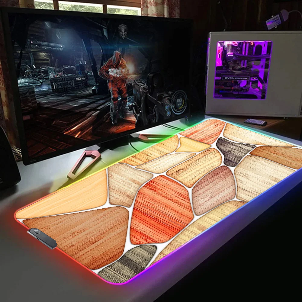 Деревянный коврик для компьютерной мыши Xxl игровой светодиодный настольный ПК