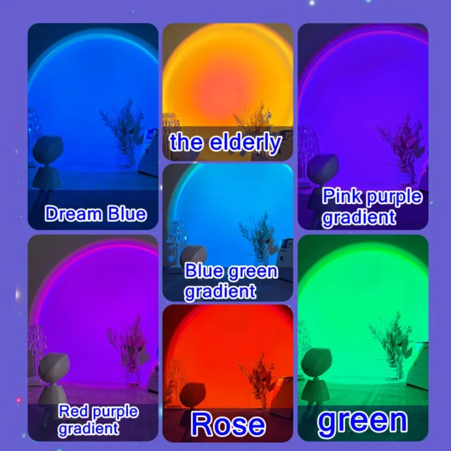 Светодиодная лампа для проектора заката с красочной световой атмосферой спальни