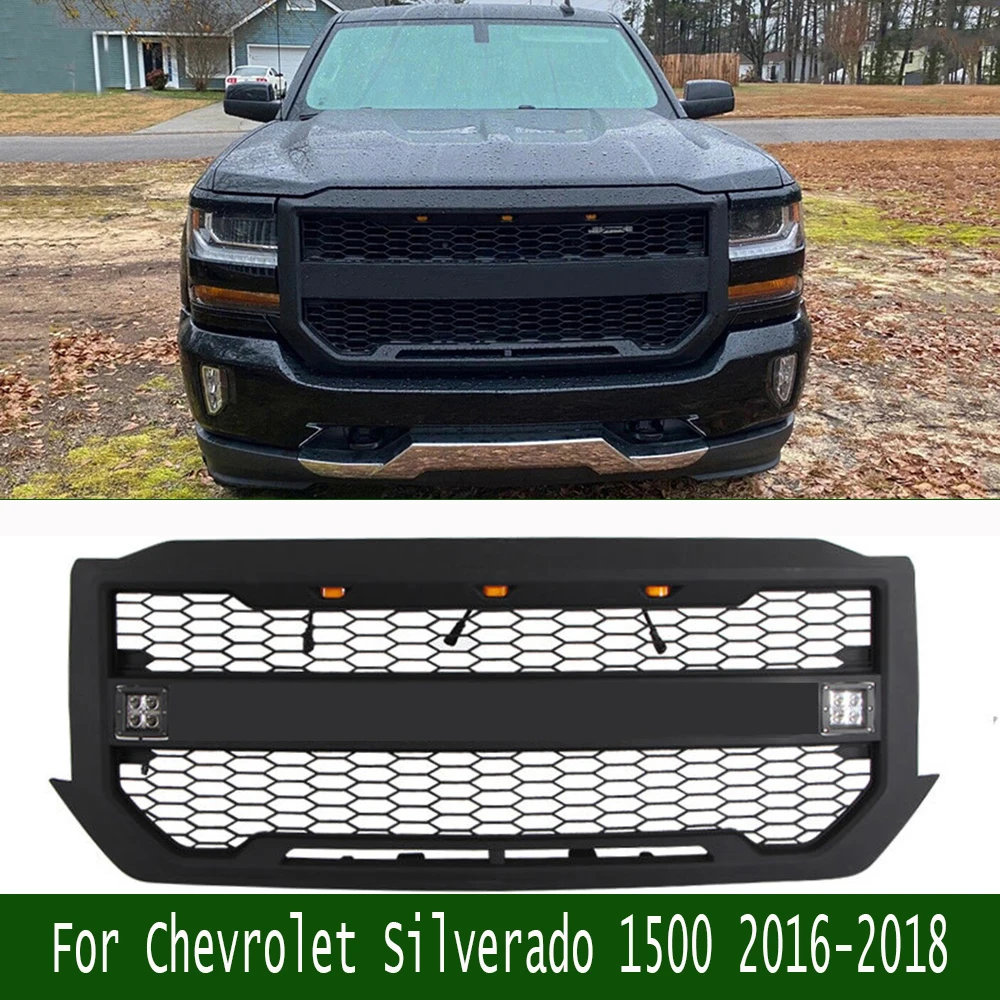 

For Chevrolet Silverado 1500 2016-2018 Dood Mesh Mask Cover Front Radiator Grill Racing Grills High Quality Bumper Grille