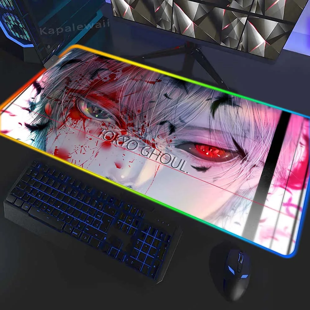 

Tokyo Ghoul Backlight Gaming Mause Pad RGB Computer Soft Mouse Mat Gamer XXL 1000x500mm Mousepad Keyboard Pads Office Desk Mat