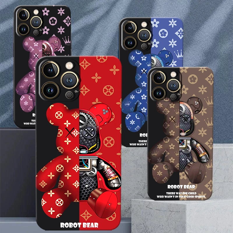 

Bear Fashion Soft Cover Cases For iPhone 11 13 12 Pro Max X XR XS 7 8 6 6s Plus SE 2020 Phone Ultra Thin Lens Protection Funda