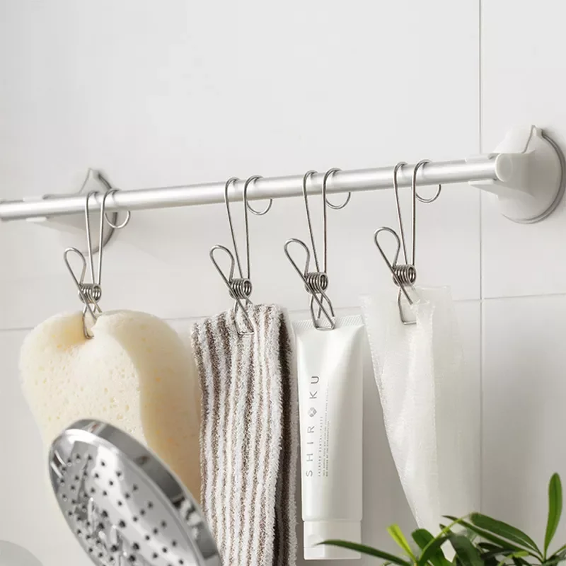 

2023NEW Stainless Steel Clip Holder Kitchen Storage Hooks Bathroom Towel Clothes Clip Socks Organizer Strong Hooks Clip