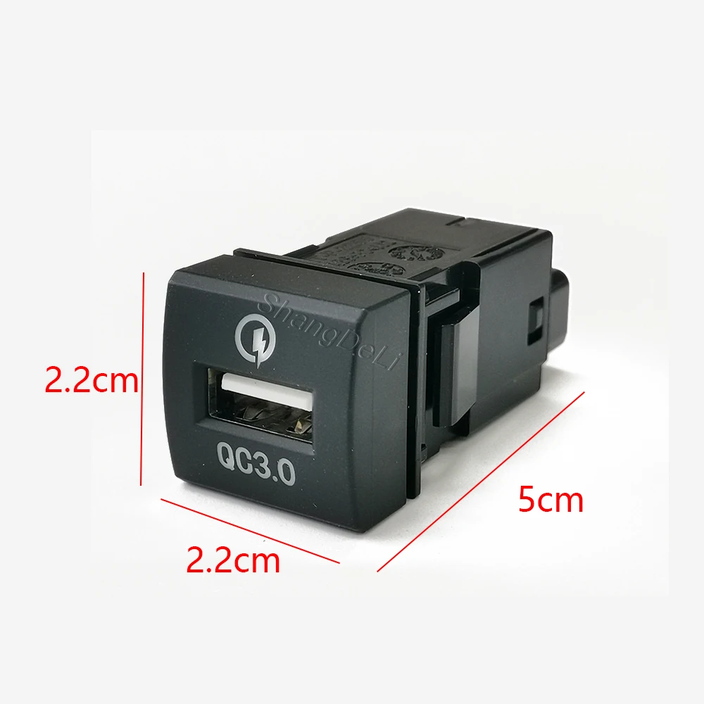 Фото 12 В/24 В автомобильное одиночное USB QC3.0 зарядное устройство адаптер для зарядки телефона розетка подходит для Toyota Prado Rav4 Camry Corolla 2018-2022 №2