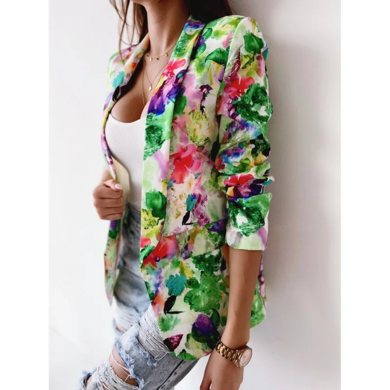 

European and American new fashion printing spring jackets casual small suit