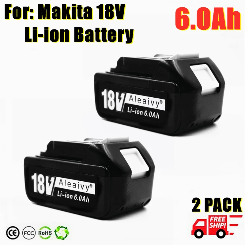 

NEWCE 2 упаковки 6.0Ah AYBL1860B Замена для Makita 18V батарея BL1860B BL1850B Bl1830 LXT400 литий-ионный перезаряжаемый Электроинструмент Bat