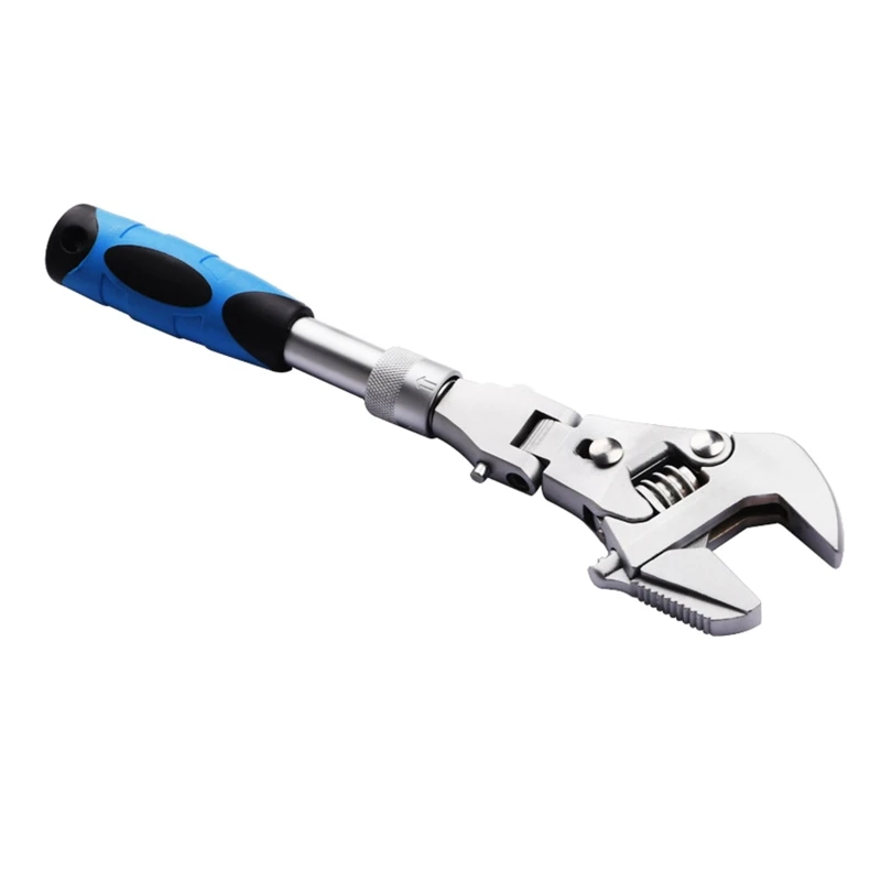 

10" Adjustable Dual Mode Wrench with 180° Rotating Head Practical Ratcheting Wrench Torque Wrench Folding Spanner Tools