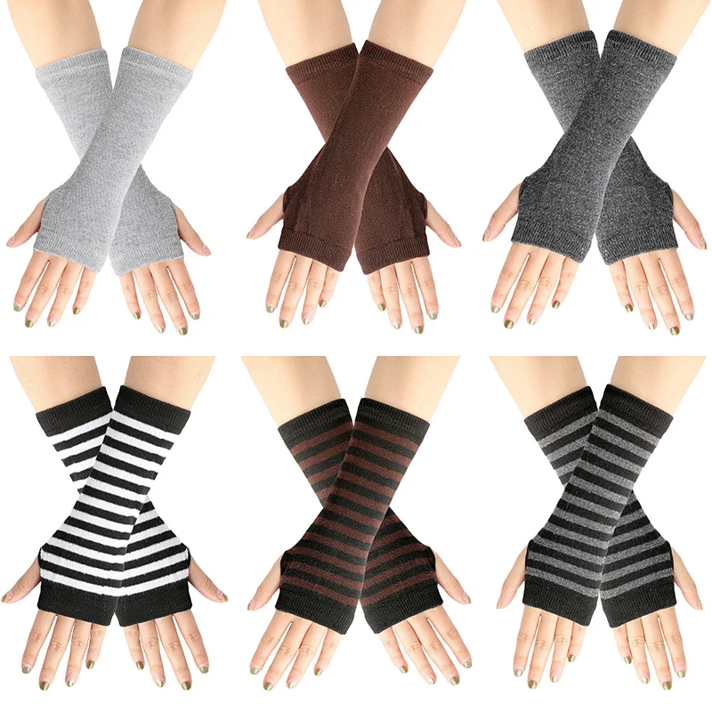 

Knitted Fingerless Gloves Cosplay Party Cartoon Stripes Mittens Fashion Ladies Kids Elasticity Glove Thin Decoration Accessories