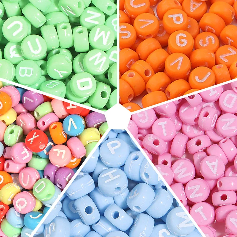 

100pcs/Lot Mixed Letter Acrylic Beads For Jewelry Making Alphabet Digital Cube Loose Spacer Beads Handmade Diy Bracelet Necklace