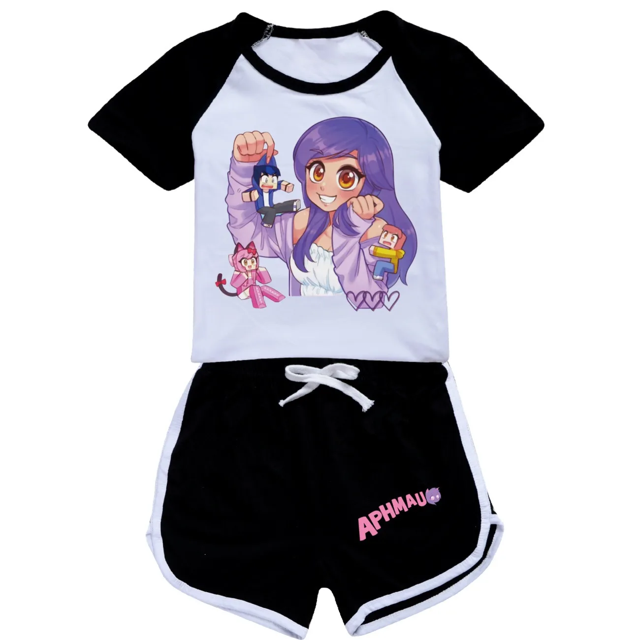 Новинка одежда aphmau для маленьких мальчиков и девочек летняя Пижама хлопковая