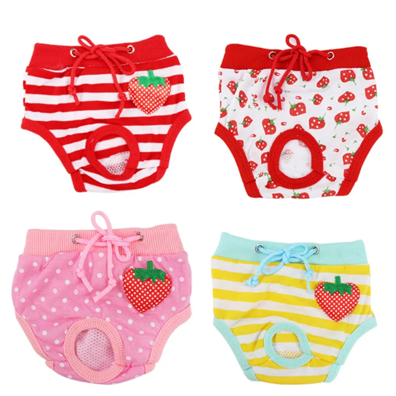 Pet Dog Diaper Cute Fruit Print Dog Shorts Puppy Sanitary Physiological Pants Washable Female Dog Panties Underwear Briefs