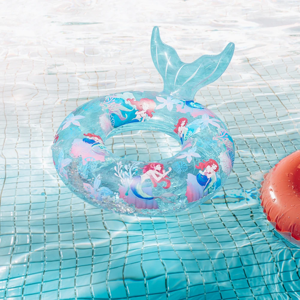 

PVC Pool Float Ring Sequins Mermaid Pool Swimming Circle Smooth Children Wear-Resistant Convenient Portable for Summer Vacation
