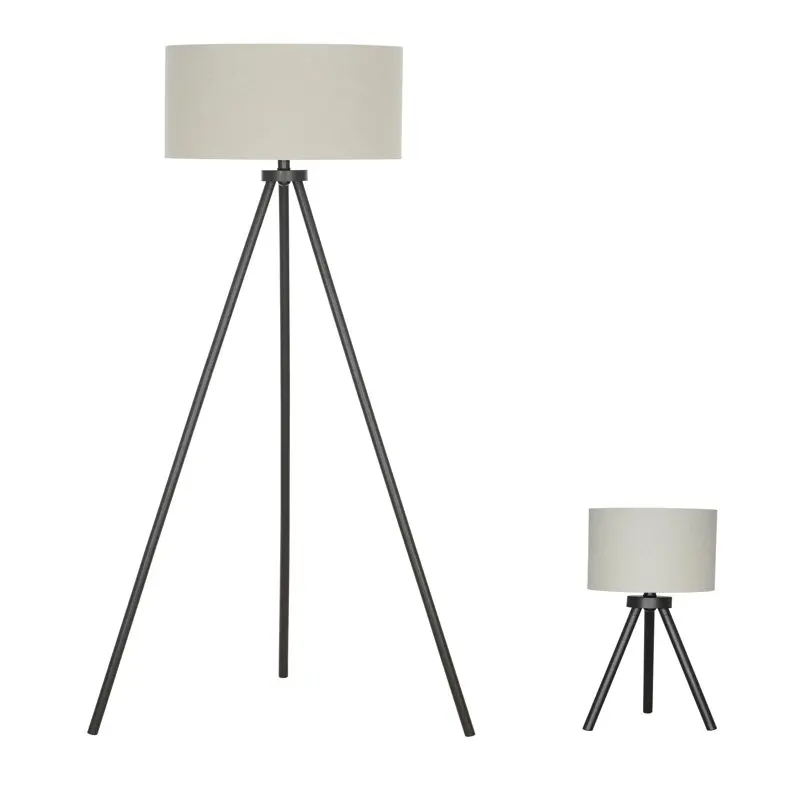 

Modern Tripod Table & Floor Lamp Set, Black