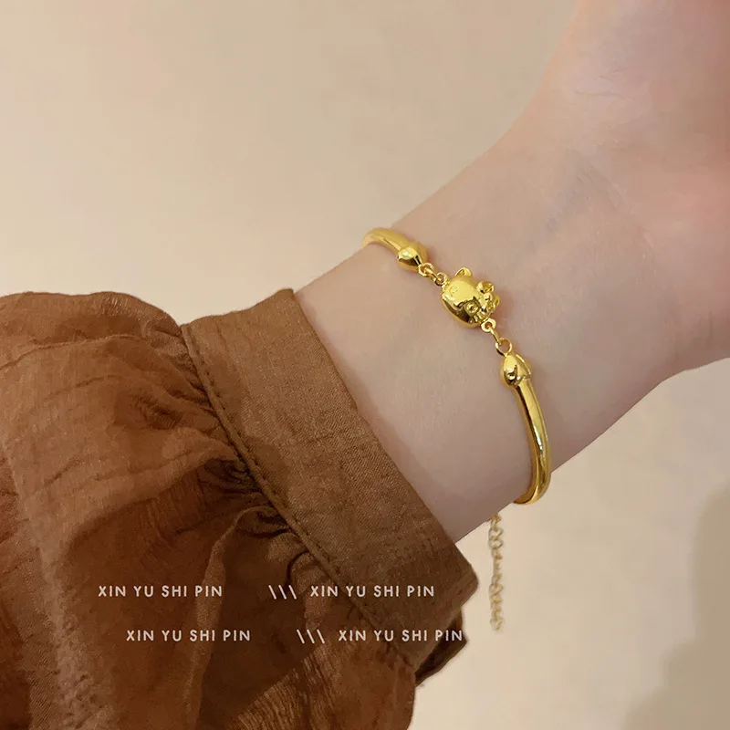 Браслет с персонажем мультфильма Hello Kitty золотой цвет браслет регулируемым