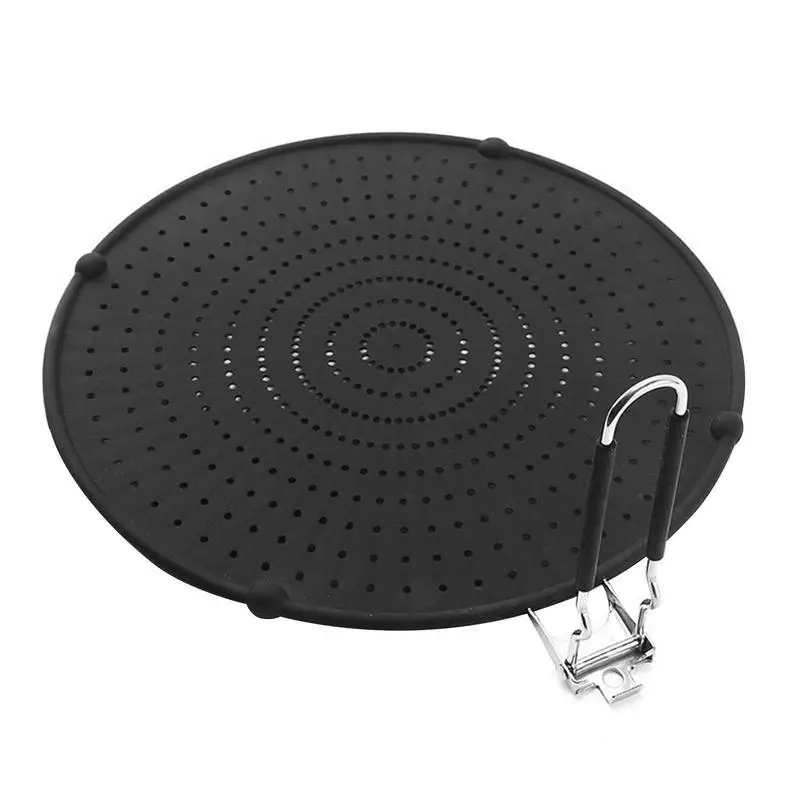 

Silicone Kitchen Splatter Screen with Handle Heat resisting Oil Splash Guard Drain Board Cover Frying Pan Lid Cooking Tools