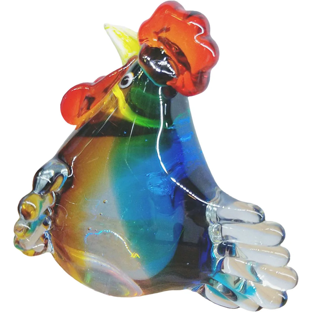 

Glass Rooster Figurine Glass Rooster Statue Table Rooster Ornament Party Decor Prop