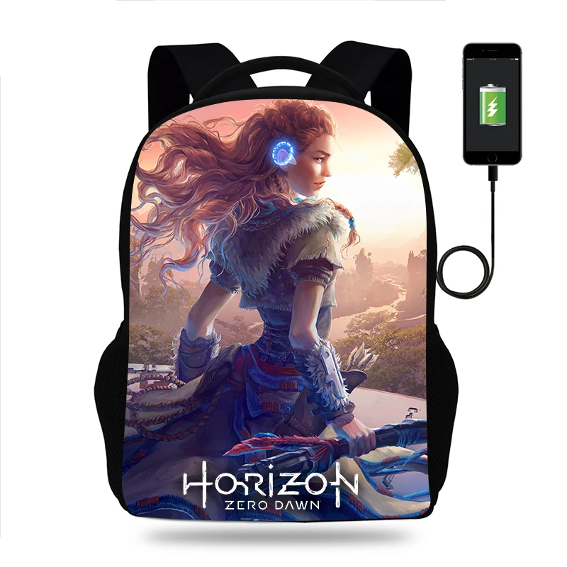 

Game Horizon Forbidden West Backpack Boys Girls School Bag Teenager Book Bags Men Women Rucksack USB Travel Knapsack Mochila