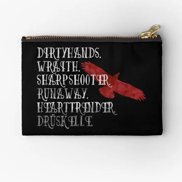 

Six Of Crows Zipper Pouches Underwear Small Pocket Storage Women Bag Key Pure Money Packaging Coin Cosmetic Wallet Socks