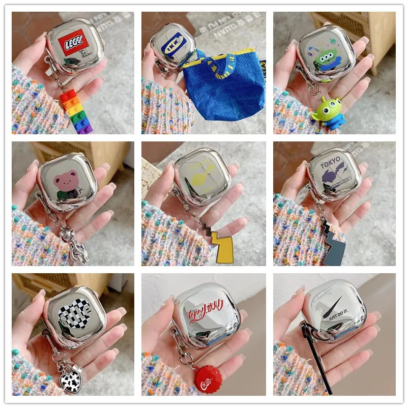 

New Fashion Cases for Samsung Galaxy Buds 2 Live Pro Silicone Full Protection Cover Earphone Headphone Shell Case with Keychain