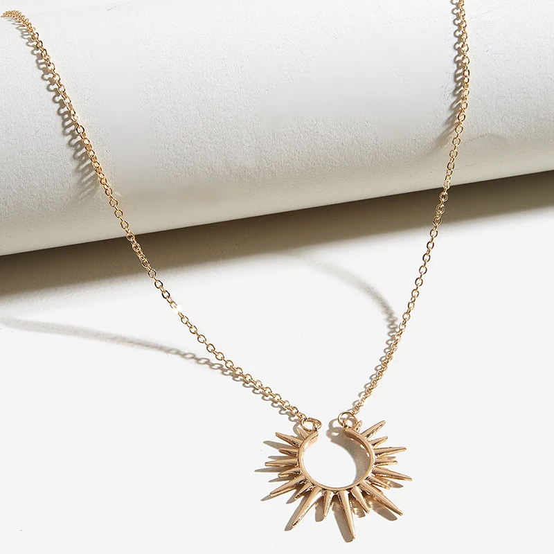 Exquisite Sun Flower Pendant Necklace Golden 18 K Chain Choker Women Necklace Bijoux Femme Accessories