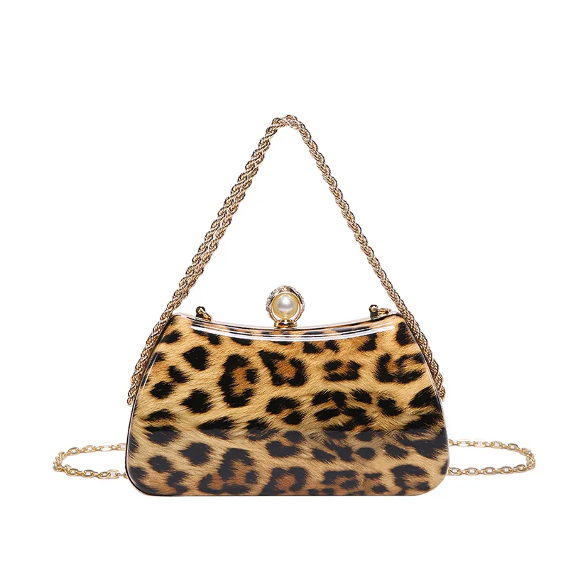 2024 осенняя новая модная сумка через плечо с леопардовым принтом и цепочкой