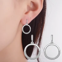fashion women 925 stamp silver color korean earrings simple geometric round stud earrings wedding jewelry 2021 wholesal