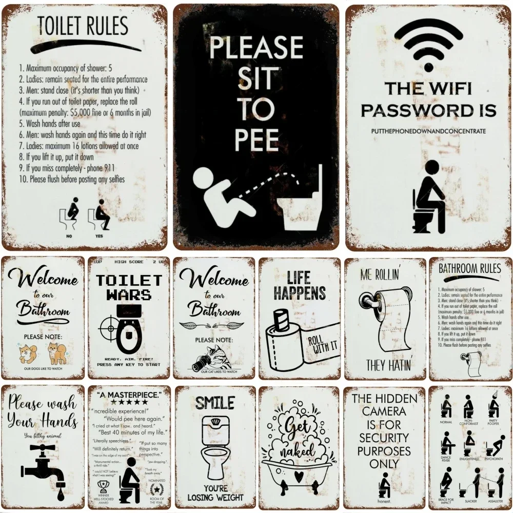 Забавный туалет металлическая картина жестяная вывеска ретро-картина винтажная