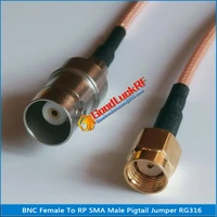 high quality bnc female to rp sma rpsma male plug rf connector rg316 50ohm pigtail jumper cable low loss