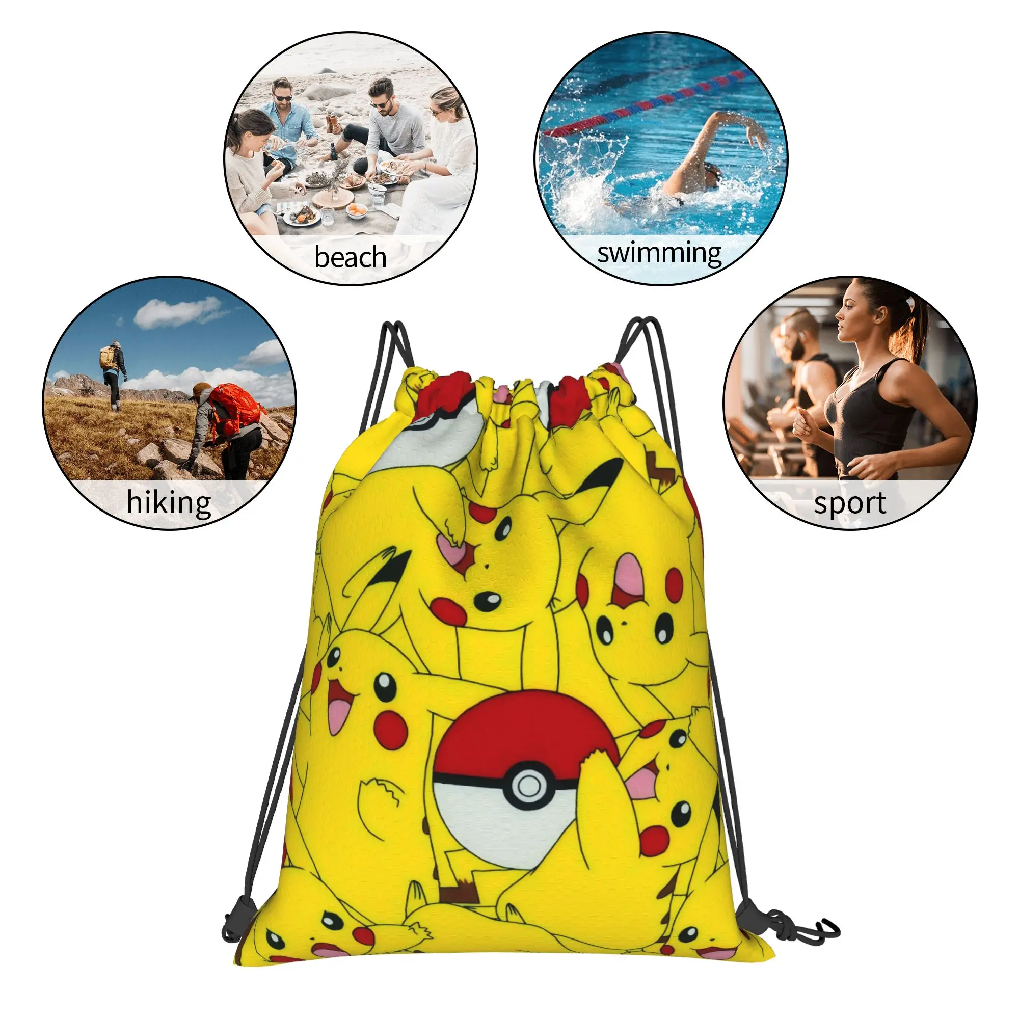 Многофункциональный карманный рюкзак Pikachu 3 Pokemon для мужчин и женщин, дорожная сумка для подростков, сумки на шнурке с принтом (art.: 3920d9f4fdd93) - 3920d9f4fdd93