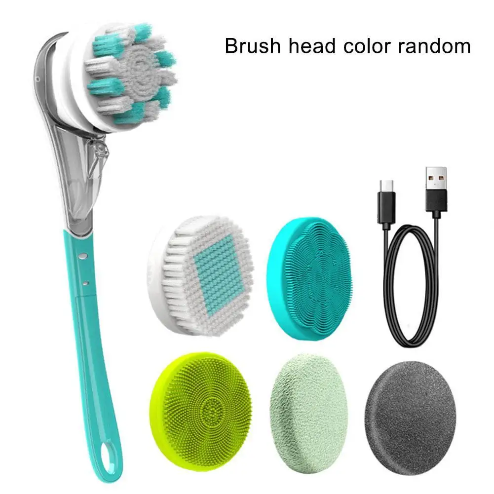 

Electric Bath Brush Shower Cleaning Body Massage Brush Multifunctional Spa Brush Waterproof Long Handle Back Rubbing