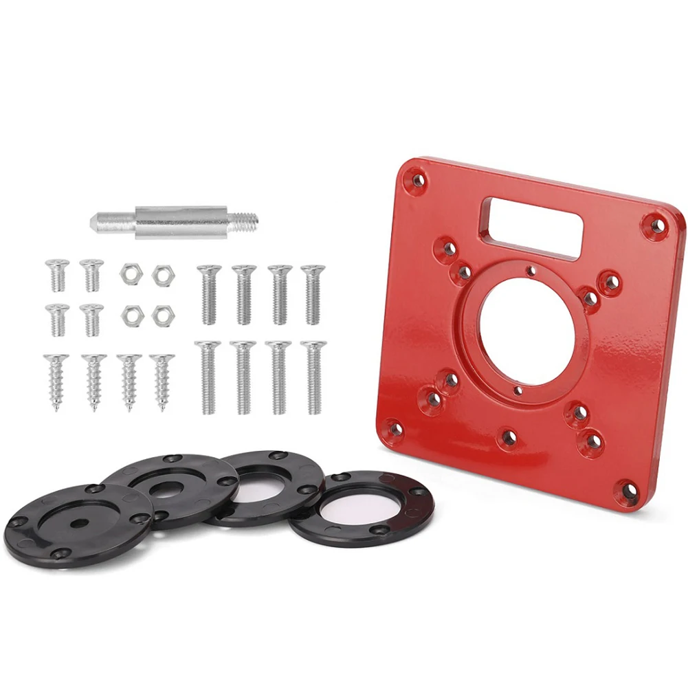 

Router Table Insert Plate 4.7 * 4.7 * 0.3in Aluminium Alloy Plate Red Woodworking Benches Table Saw 4 Cover Plates