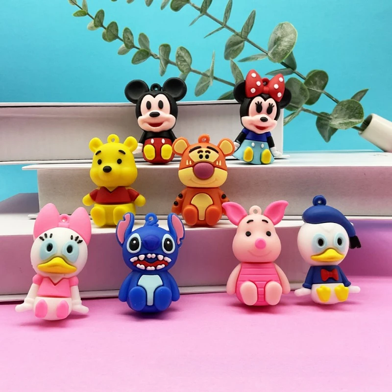 

5PCS Disney Cartoon Character Mickey Minnie DIY Jewelry Accessories Keychain Pendant Cute Cartoon Silicone Doll Bag Pendant Gift