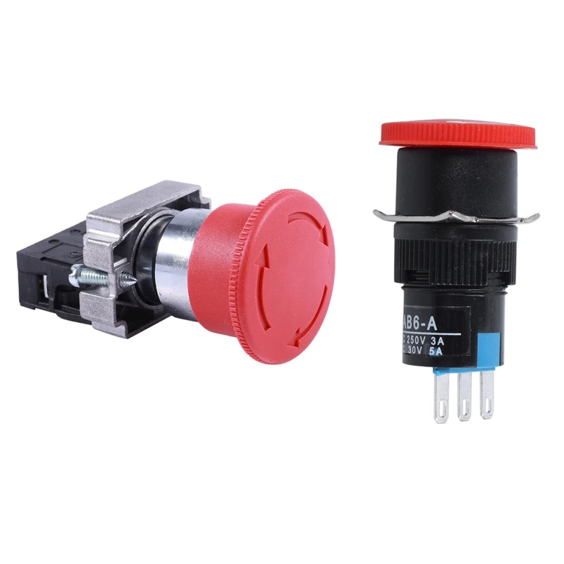 

Hot-2PCS DC 30V 5A AC 250V 3A Emergency Stop Push Button Switch With 600V 10A ZB2-BE102C Emergency Stop Push Button Switch