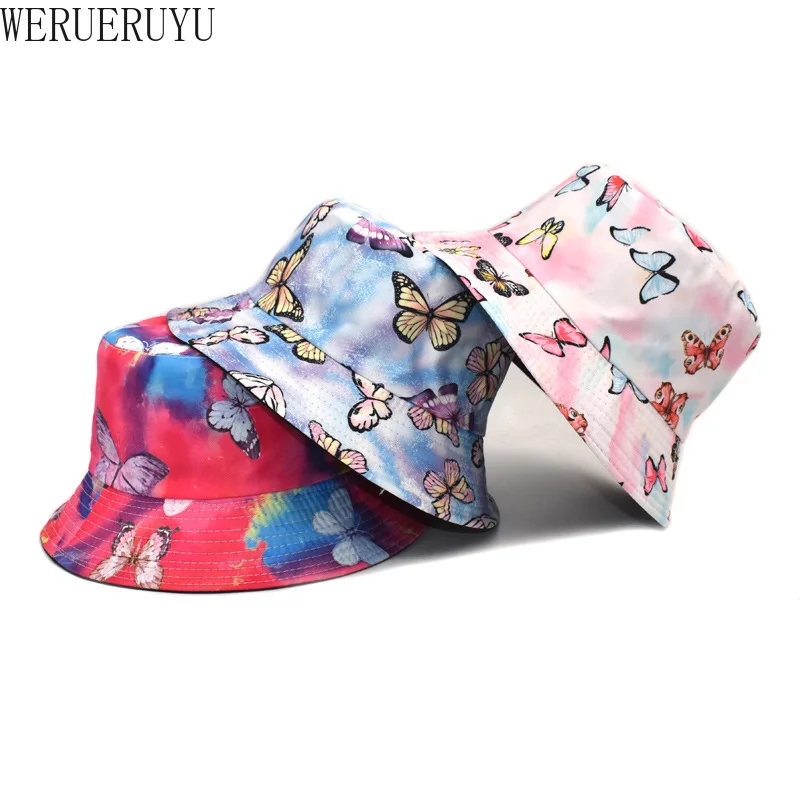 

Tie Dye Butterfly Print Bucket Hat Women Fashion Streetwear Casual Beach Outing Hiking Caps Summer Fisherman Sun Hats for Men
