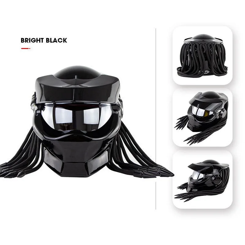 Мотоциклетный шлем Хищник с узорчатыми косами модульный защитный откидной для