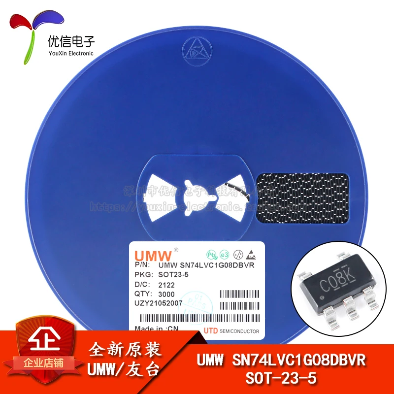 

Genuine UMW SN74LVC1G08DBVR SOT-23-5 2 input AND gate logic chip