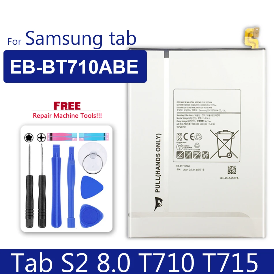 

Free Tools 4000mAh Battery For Samsung Galaxy Tab S2 8.0 T710 T715 T713 T719 T715C SM T713N T719C EB-BT710ABE Bateria Batteries