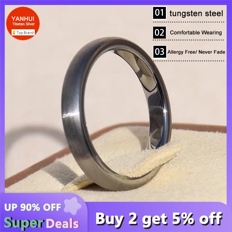 

Never Fade Black Gold 4mm Round Tungsten Steel Ring Women Men Eternal Wedding Band Fashion Accessories Lover's Gift Jewelry