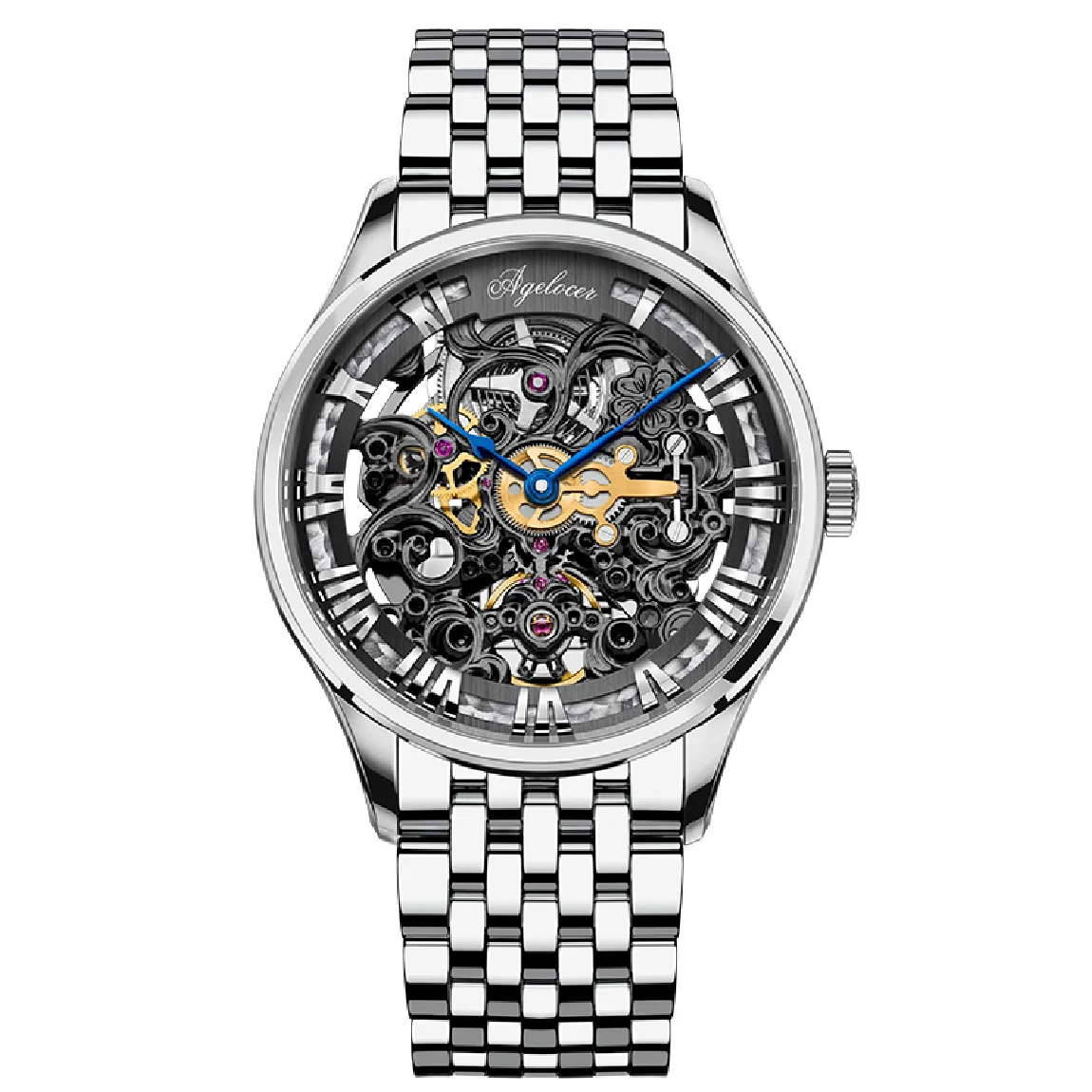 

AGELOCER Original Mechanical Watches Automatic Mens Power Reserve 80H Skeleton Watches Men Luxury Brand Hollow Design