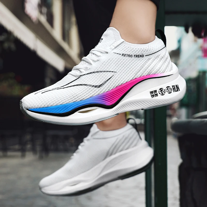 Co-branded Running Shoes Men Women Sock Sneakers Ultralight Soft Jogging Sports Shoes Cushion Marathon Athletic Training Shoes