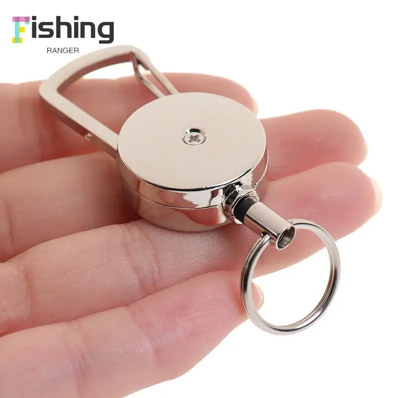 

1pc Retractable Pull Key Ring Chain Clip Carabiner Holder Recoil Extends To 50cm