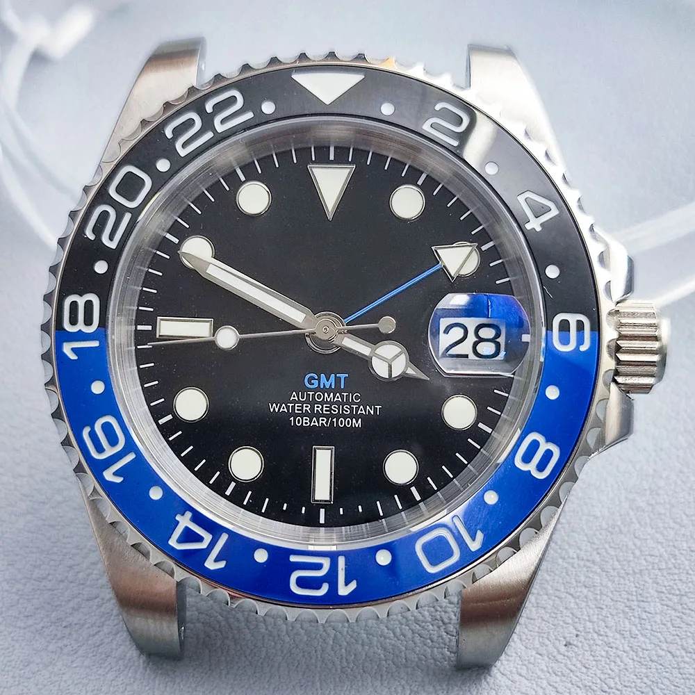 GMT чехол Япония NH34 движение сапфировое стекло C3 зеленые светящиеся часы S