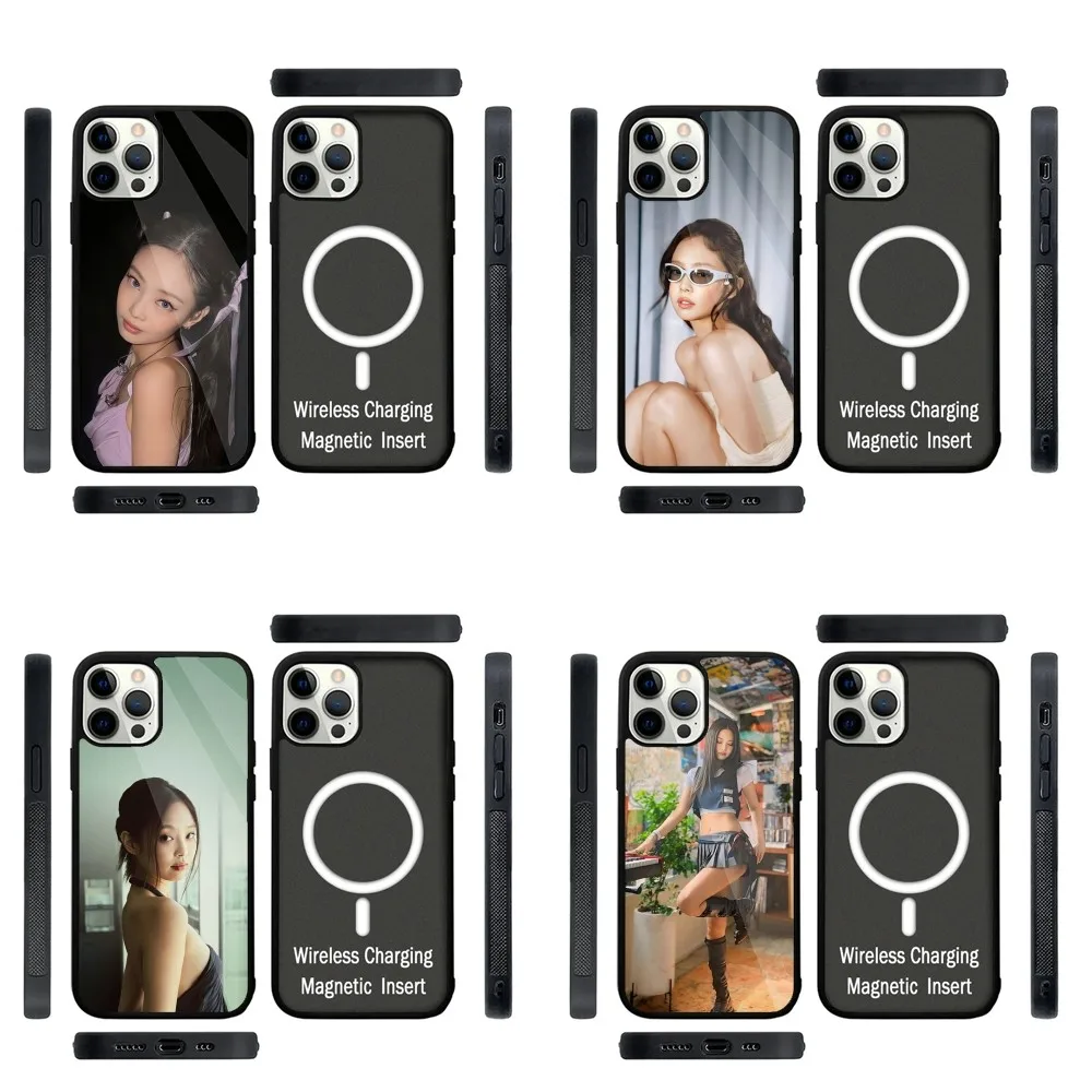 J-Jennie Kim KpopS Phone Case Strong Magnetic For IPhone 16 15 14 13 Pro Max Plus 11 12 Mini Magsafe Wireless Charging
