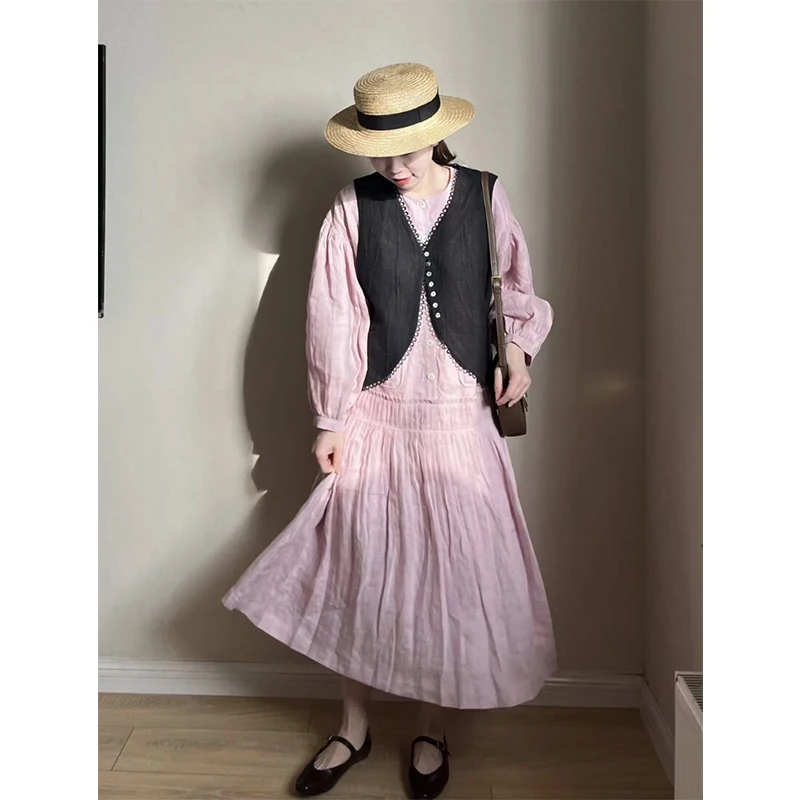 Японский модный ретро многослойный жилет тонкий с v-образным вырезом женский