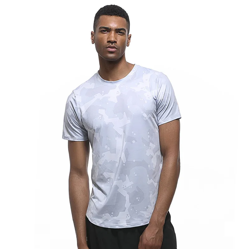 

2023 Summer Mens T-shirts Gym Breathable Running Tees Sports Soccer Fitness Streetwear Casual Quick Dry Tight Tops Male Clothing