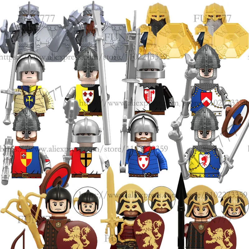 

Средневековые военные фигурки, строительные блоки, английская гражданская Роза, военный солдат, армия, замок, рыцарь, оружие, аксессуары, MOC ...